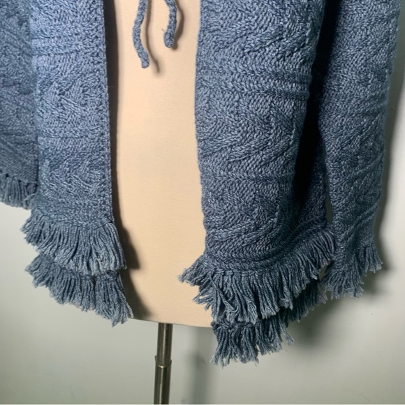 Current Elliott Blue Cable Knit Fringe Sweater Open Front, New w/ Tags, Size 1 - Picture 4 of 14